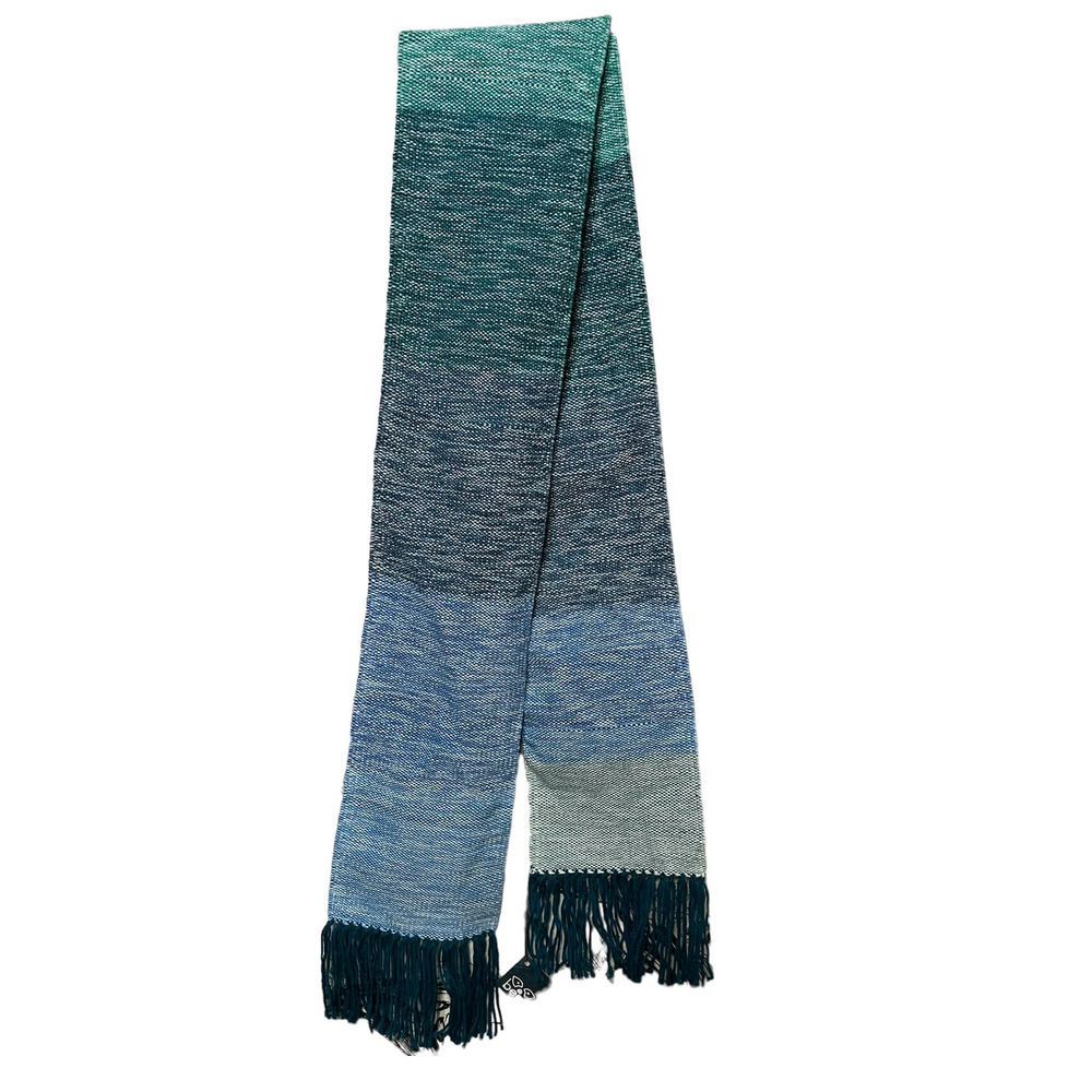 Beryl Handwoven Blue Gradient Scarf  With Fringe